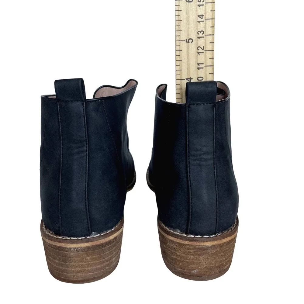 Ccocci Women's Boyfriend‎ Black Ankle Boots Low Heel Comfortable Size 10